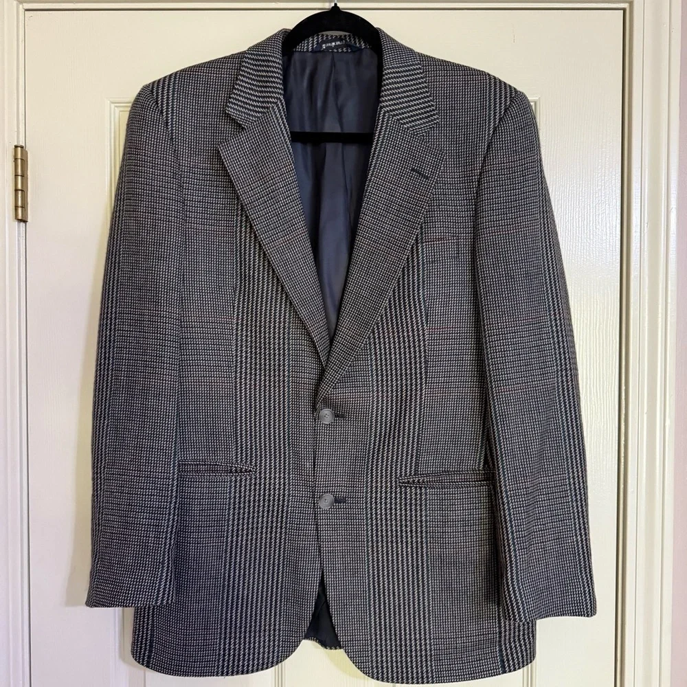 Burberrys Tweed Blazer English Woven Plaid Academia Preppy Old Money Lambs Wool